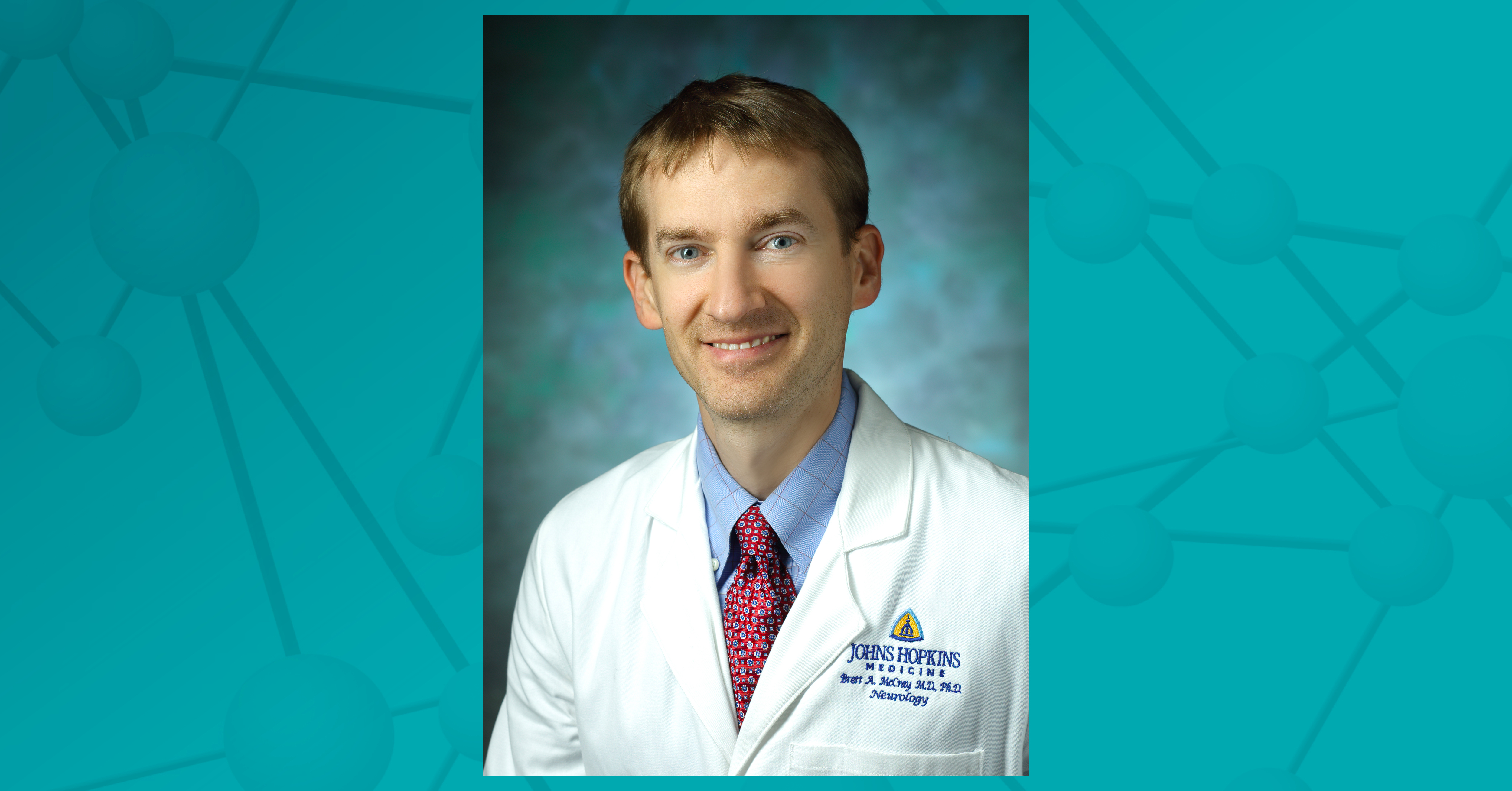 A photo of Brett McCray, MD, PhD appears against a teal background
