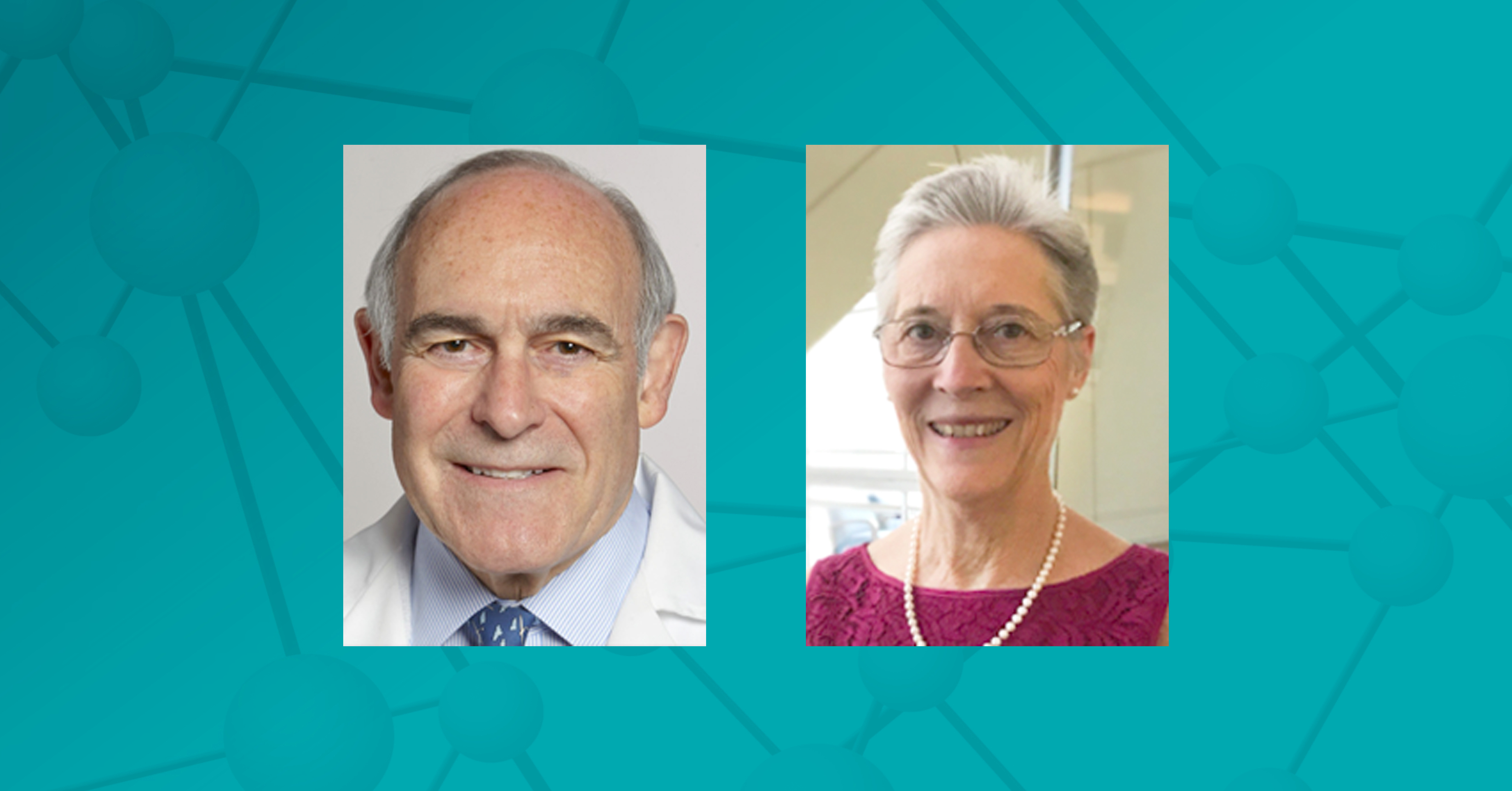 Photos of 2017 Rare Impact Award winners Dr. Robert Desnick and Dr. Cynthia Tifft appear on a turquoise background
