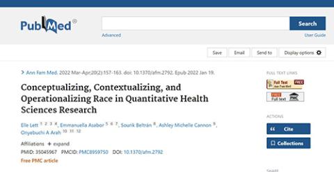 Conceptualizing, Contextualizing, and Operationalizing Race in Quantitative Health Sciences Research