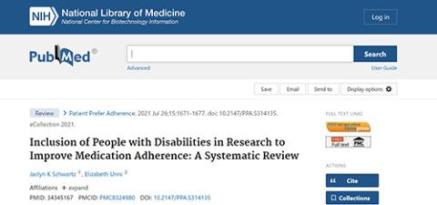 Inclusion of People with Disabilities in Research to Improve Medication Adherence: A Systematic Review