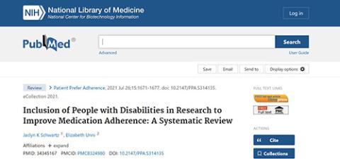 Inclusion of People with Disabilities in Research to Improve Medication Adherence: A Systematic Review