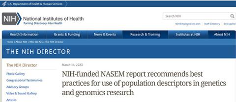 NIH-funded NASEM report recommends best practices for use of population descriptors in genetics and genomics research.
