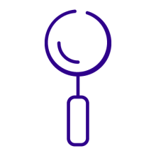 Purple magnifying glass icon