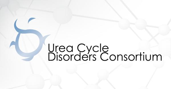 The Urea Cycle Disorders Consortium logo appears over a gray graphic of molecules