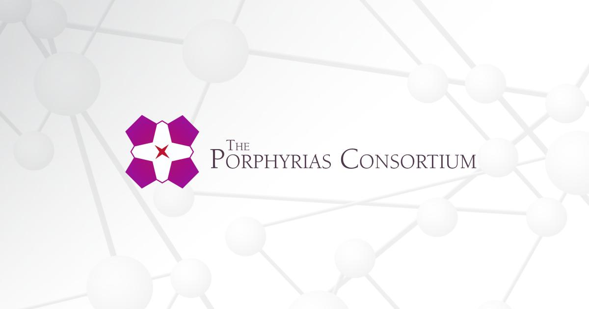 The Porphyrias Consortium logo appears over a gray graphic of molecules